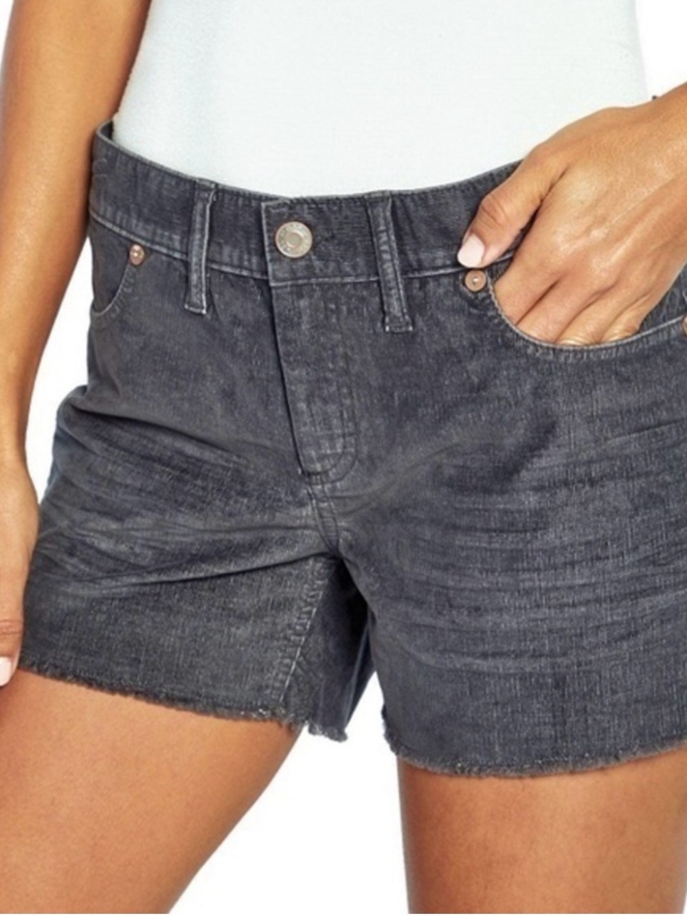 GAP Charcoal Black Denim Corduroy Cutoff Shorts Size 12